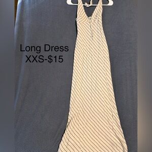 Striped White and Blue Long Dress